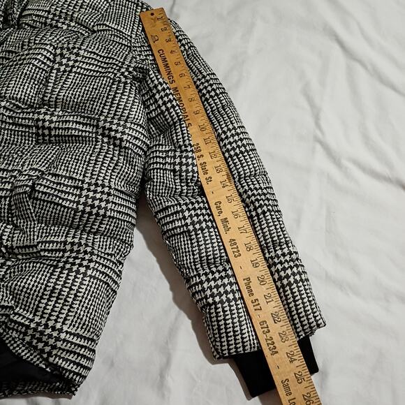 Lisa Rinna Collection 1X Puffer Coat Houndstooth Black/White Detachable Hood - Picture 8 of 12